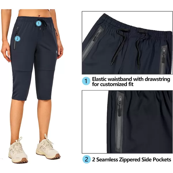 Little Donkey Andy Women's Quick Dry Cool Capri Pants Stretch Lightweight Drawstring Hiking Running Track Workout