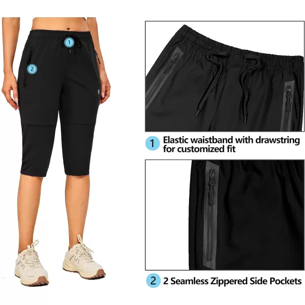 Little Donkey Andy Women's Quick Dry Cool Capri Pants Stretch Lightweight Drawstring Hiking Running Track Workout