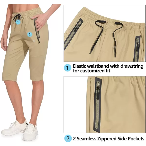 Little Donkey Andy Women's Quick Dry Cool Capri Pants Stretch Lightweight Drawstring Hiking Running Track Workout