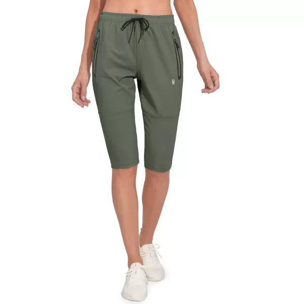 Little Donkey Andy Women's Quick Dry Cool Capri Pants Stretch Lightweight Drawstring Hiking Running Track Workout