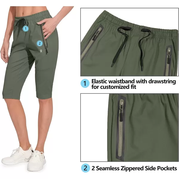 Little Donkey Andy Women's Quick Dry Cool Capri Pants Stretch Lightweight Drawstring Hiking Running Track Workout