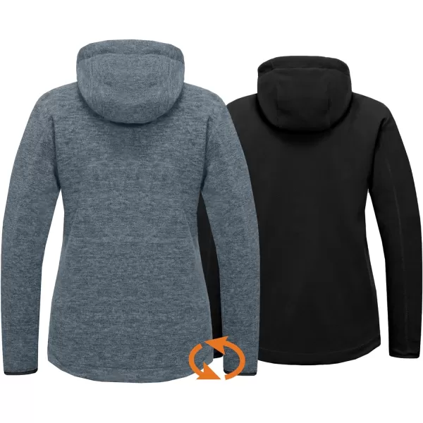 Little Donkey Andy Women's Reversible Long Fleece Jacket Full Zip Polar Fleece Hoodie Lightweight Soft Warm Winter Coat