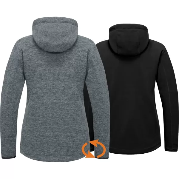 Little Donkey Andy Women's Reversible Long Fleece Jacket Full Zip Polar Fleece Hoodie Lightweight Soft Warm Winter Coat