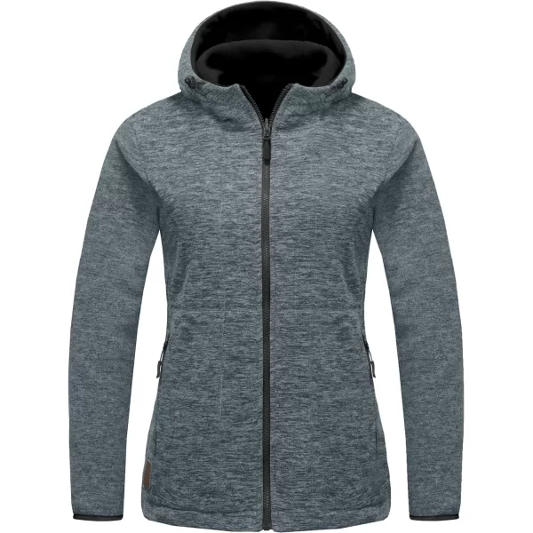 Little Donkey Andy Women's Reversible Long Fleece Jacket Full Zip Polar Fleece Hoodie Lightweight Soft Warm Winter Coat