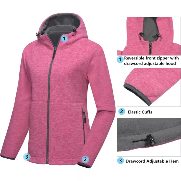 Little Donkey Andy Women's Reversible Long Fleece Jacket Full Zip Polar Fleece Hoodie Lightweight Soft Warm Winter Coat