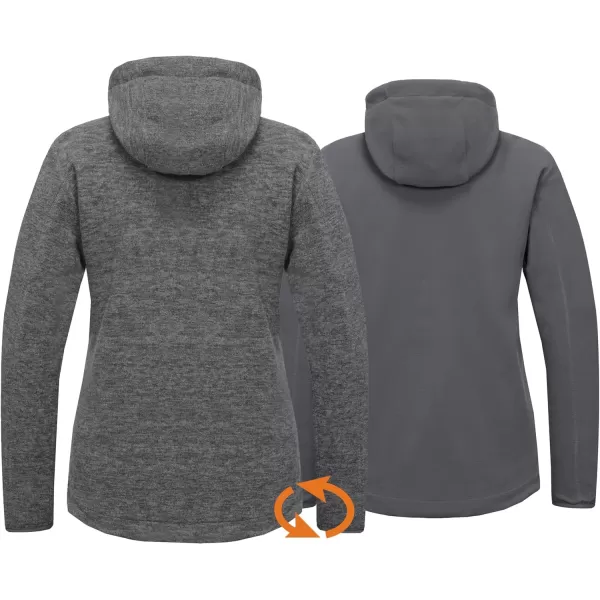 Little Donkey Andy Women's Reversible Long Fleece Jacket Full Zip Polar Fleece Hoodie Lightweight Soft Warm Winter Coat