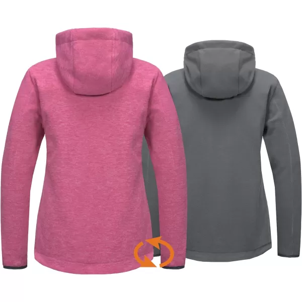 Little Donkey Andy Women's Reversible Long Fleece Jacket Full Zip Polar Fleece Hoodie Lightweight Soft Warm Winter Coat
