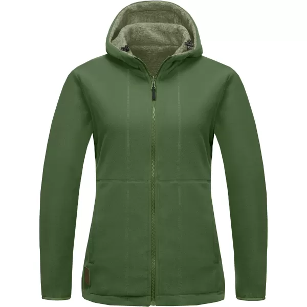Little Donkey Andy Women's Reversible Long Fleece Jacket Full Zip Polar Fleece Hoodie Lightweight Soft Warm Winter Coat