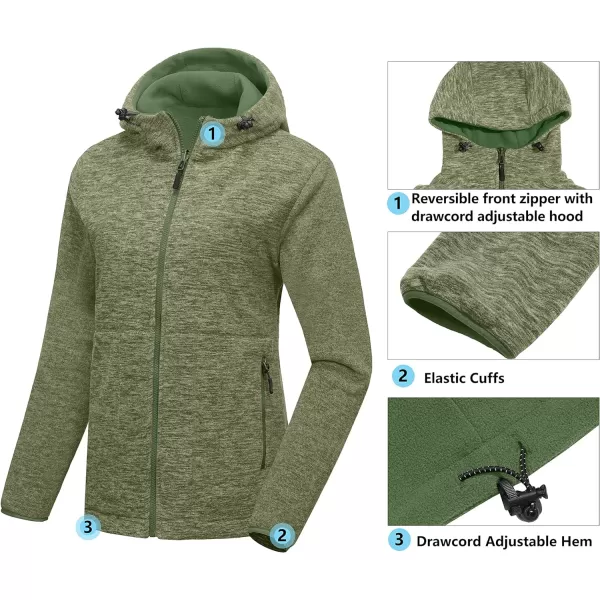Little Donkey Andy Women's Reversible Long Fleece Jacket Full Zip Polar Fleece Hoodie Lightweight Soft Warm Winter Coat