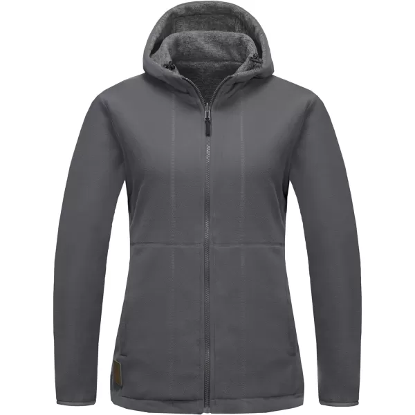 Little Donkey Andy Women's Reversible Long Fleece Jacket Full Zip Polar Fleece Hoodie Lightweight Soft Warm Winter Coat