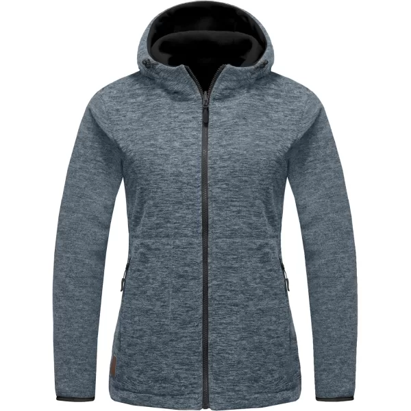 Little Donkey Andy Women's Reversible Long Fleece Jacket Full Zip Polar Fleece Hoodie Lightweight Soft Warm Winter Coat