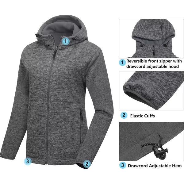 Little Donkey Andy Women's Reversible Long Fleece Jacket Full Zip Polar Fleece Hoodie Lightweight Soft Warm Winter Coat