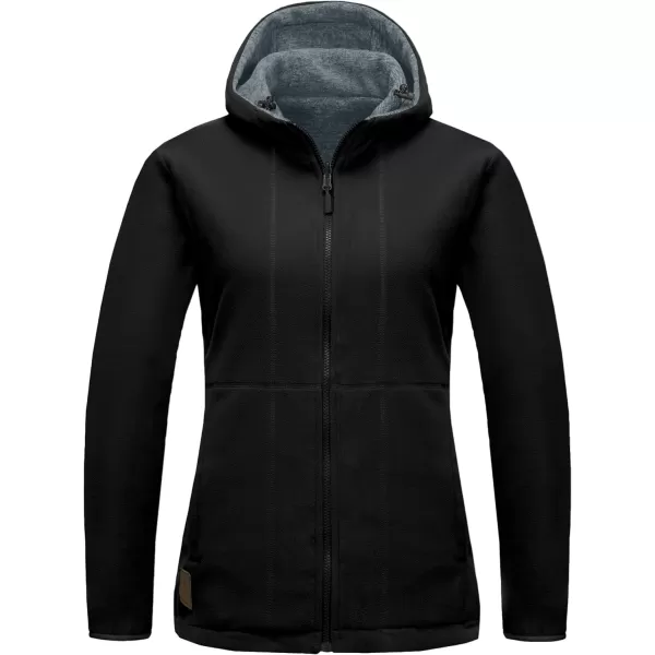 Little Donkey Andy Women's Reversible Long Fleece Jacket Full Zip Polar Fleece Hoodie Lightweight Soft Warm Winter Coat