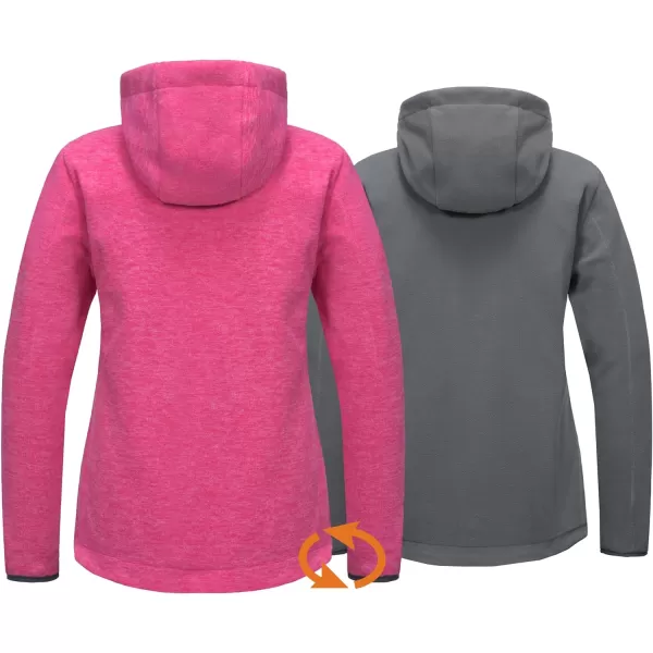Little Donkey Andy Women's Reversible Long Fleece Jacket Full Zip Polar Fleece Hoodie Lightweight Soft Warm Winter Coat
