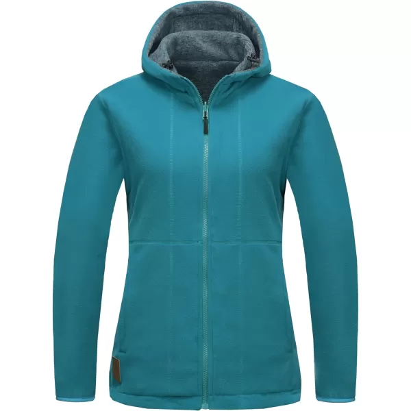 Little Donkey Andy Women's Reversible Long Fleece Jacket Full Zip Polar Fleece Hoodie Lightweight Soft Warm Winter Coat
