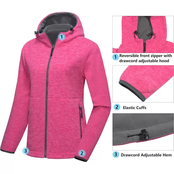 Little Donkey Andy Women's Reversible Long Fleece Jacket Full Zip Polar Fleece Hoodie Lightweight Soft Warm Winter Coat