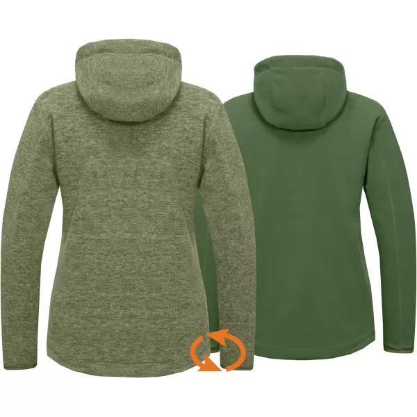 Little Donkey Andy Women's Reversible Long Fleece Jacket Full Zip Polar Fleece Hoodie Lightweight Soft Warm Winter Coat