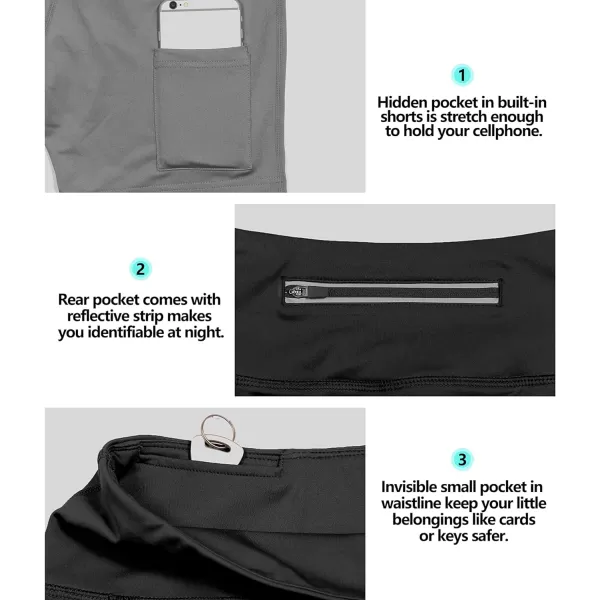 Little Donkey Andy Women's Tennis Golf Skirts High Waisted Athletic Skirts Lightweight Breathable Skorts with Shorts