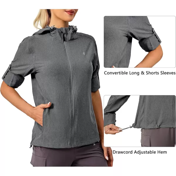 Little Donkey Andy Women's UPF 50+ Hoodie Jackets Long Sleeve Breathable Lightweight Hiking Shirt, Air-Holes Tech