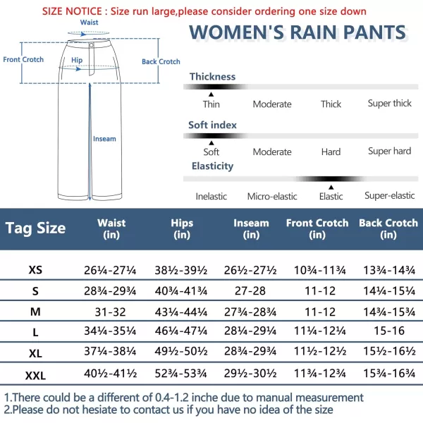 Little Donkey Andy Women's Waterproof Rain Pants Breathable Lightweight Rainproof Pants