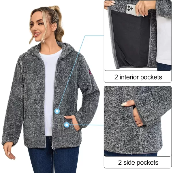 Little Donkey Andy Women's Winter Hoodies Sherpa Fleece Jacket Warm Lightweight Sweatshirt Zip Up Outerwear Fuzzy Coat