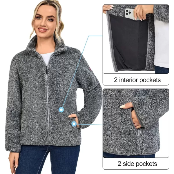 Little Donkey Andy Women's Winter Hoodies Sherpa Fleece Jacket Warm Lightweight Sweatshirt Zip Up Outerwear Fuzzy Coat