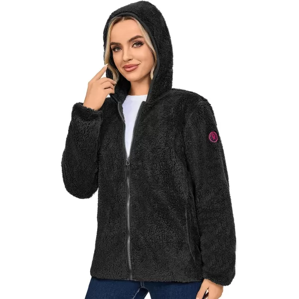 Little Donkey Andy Women's Winter Hoodies Sherpa Fleece Jacket Warm Lightweight Sweatshirt Zip Up Outerwear Fuzzy Coat