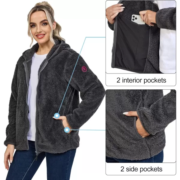 Little Donkey Andy Women's Winter Hoodies Sherpa Fleece Jacket Warm Lightweight Sweatshirt Zip Up Outerwear Fuzzy Coat