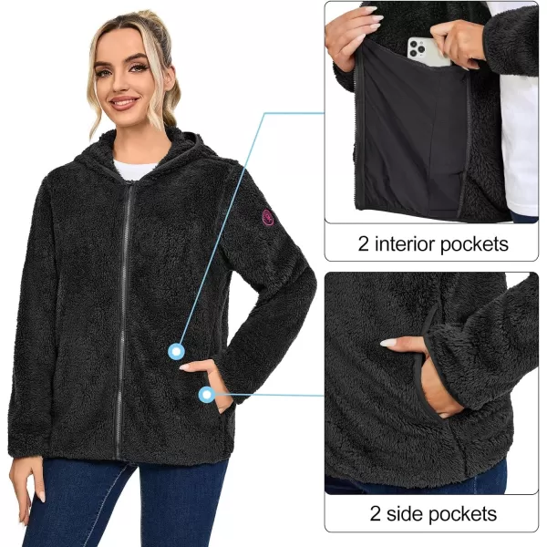 Little Donkey Andy Women's Winter Hoodies Sherpa Fleece Jacket Warm Lightweight Sweatshirt Zip Up Outerwear Fuzzy Coat