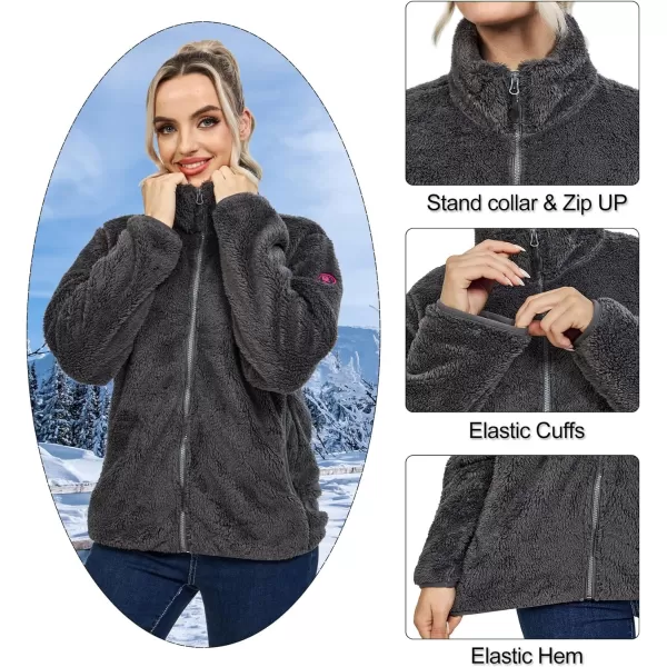 Little Donkey Andy Women's Winter Hoodies Sherpa Fleece Jacket Warm Lightweight Sweatshirt Zip Up Outerwear Fuzzy Coat