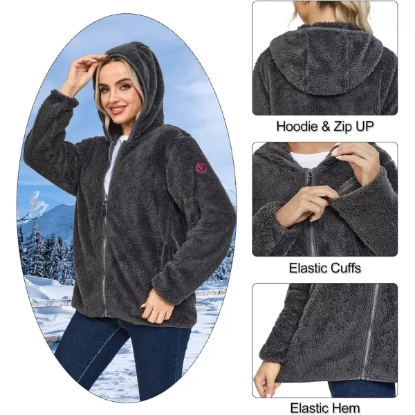 Little Donkey Andy Women's Winter Hoodies Sherpa Fleece Jacket Warm Lightweight Sweatshirt Zip Up Outerwear Fuzzy Coat