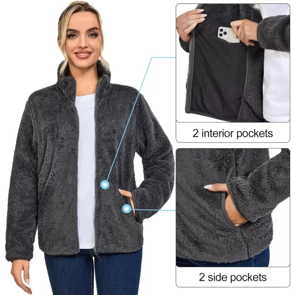Little Donkey Andy Women's Winter Hoodies Sherpa Fleece Jacket Warm Lightweight Sweatshirt Zip Up Outerwear Fuzzy Coat
