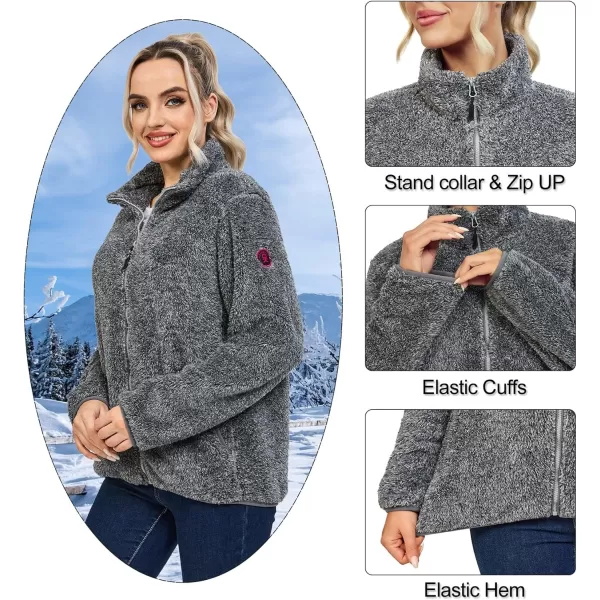 Little Donkey Andy Women's Winter Hoodies Sherpa Fleece Jacket Warm Lightweight Sweatshirt Zip Up Outerwear Fuzzy Coat