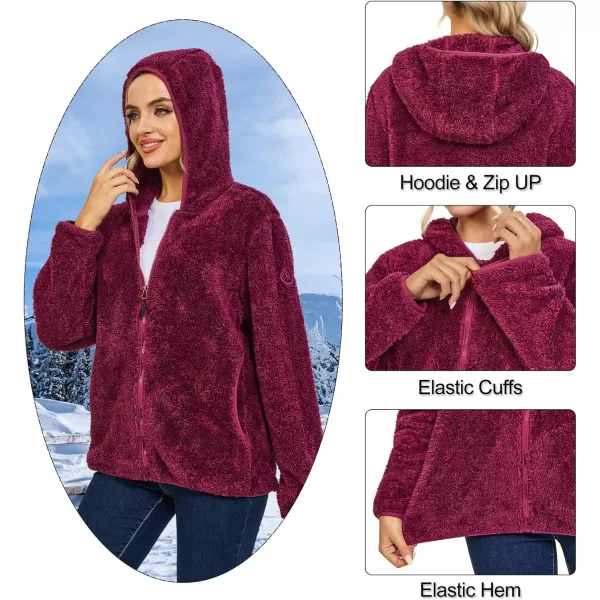 Little Donkey Andy Women's Winter Hoodies Sherpa Fleece Jacket Warm Lightweight Sweatshirt Zip Up Outerwear Fuzzy Coat