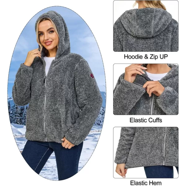Little Donkey Andy Women's Winter Hoodies Sherpa Fleece Jacket Warm Lightweight Sweatshirt Zip Up Outerwear Fuzzy Coat