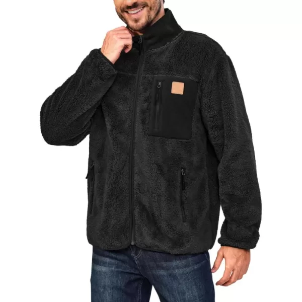 Little Donkey Andy Men's Fleece Lined Jacket Fuzzy Sherpa Full Zip Thermal Coat Lightweight Outwear for Fall Winter