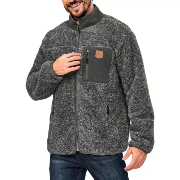 Little Donkey Andy Men's Fleece Lined Jacket Fuzzy Sherpa Full Zip Thermal Coat Lightweight Outwear for Fall Winter