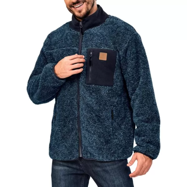 Little Donkey Andy Men's Fleece Lined Jacket Fuzzy Sherpa Full Zip Thermal Coat Lightweight Outwear for Fall Winter