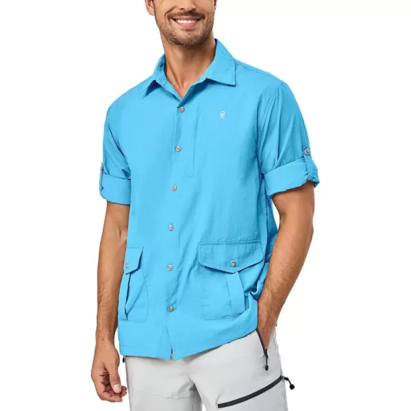 Little Donkey Andy Men's Lightweight Quick Dry Shirts for Hiking Travel Fishing Long Sleeve UPF50 Cargo Pockets