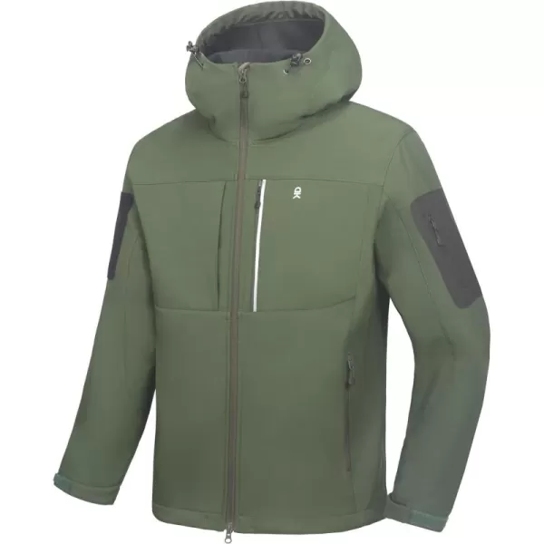 Little Donkey Andy Men's Softshell Jacket with Hood, Fleece Lined Winter Jackets for Hiking, Windproof Water-Repellent
