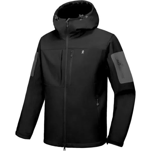 Little Donkey Andy Men's Softshell Jacket with Hood, Fleece Lined Winter Jackets for Hiking, Windproof Water-Repellent