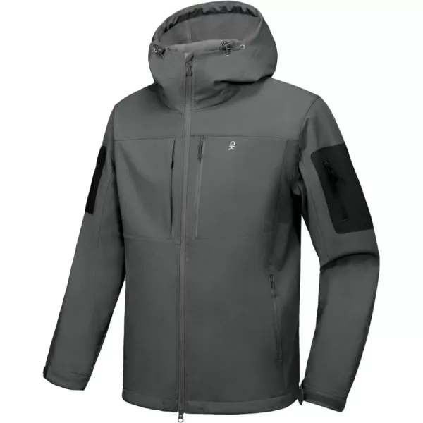 Little Donkey Andy Men's Softshell Jacket with Hood, Fleece Lined Winter Jackets for Hiking, Windproof Water-Repellent