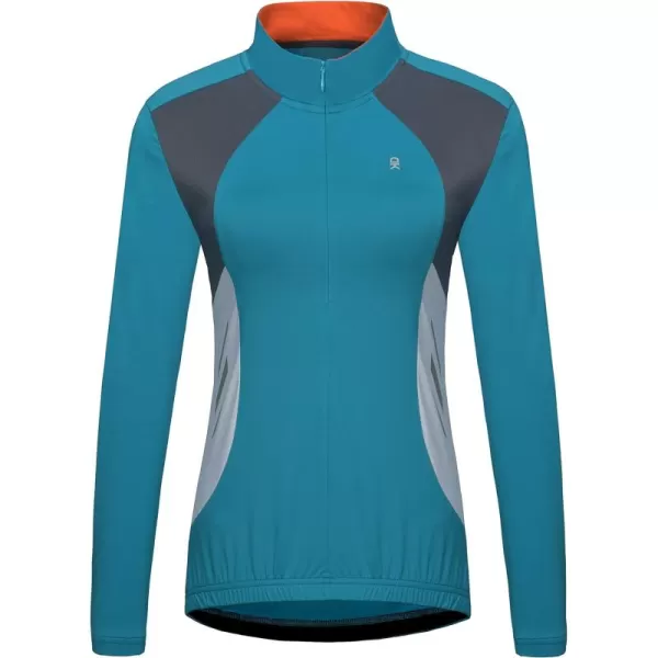 Little Donkey Andy Women's Half Zip Cycling Jerseys Long Sleeve Bike Shirts Running Hiking Breathable 4 Rear Pockets