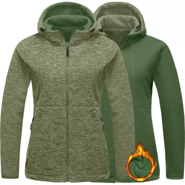 Little Donkey Andy Women's Reversible Long Fleece Jacket Full Zip Polar Fleece Hoodie Lightweight Soft Warm Winter Coat