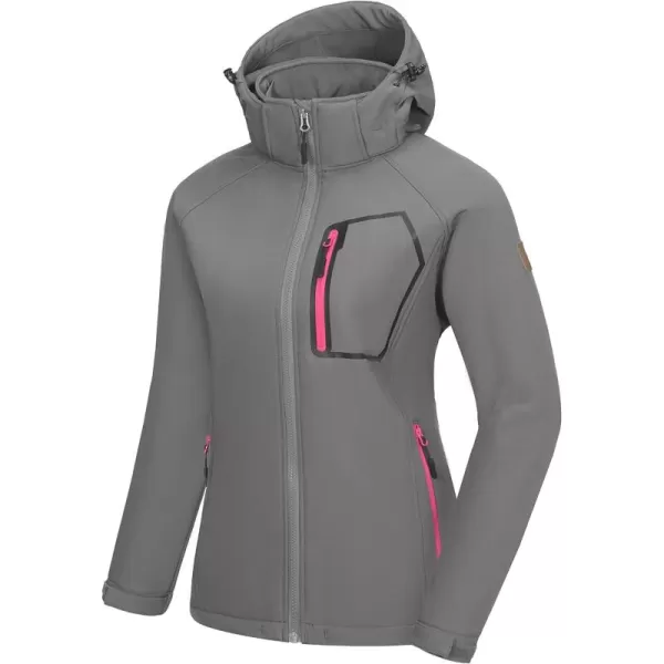 Little Donkey Andy Women's Softshell Hiking Jackets Ski Snow Fleece Lined Lightweight Windproof Removable Hood