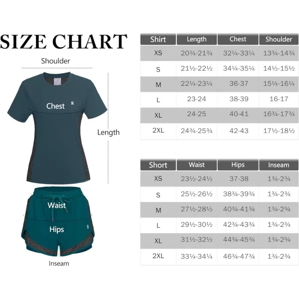 Little Donkey Andy Women 2 Piece Workout Sets Slim Fit Shirt and Mesh Short with Pocket Running Gym Sport Tracksuit Sets
