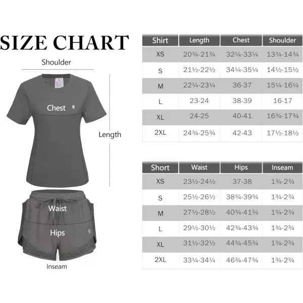 Little Donkey Andy Women 2 Piece Workout Sets Slim Fit Shirt and Mesh Short with Pocket Running Gym Sport Tracksuit Sets