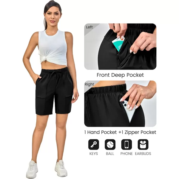 Little Donkey Andy Women's Quick Dry Cool Capri Pants Stretch Lightweight Drawstring Hiking Running Track Workout