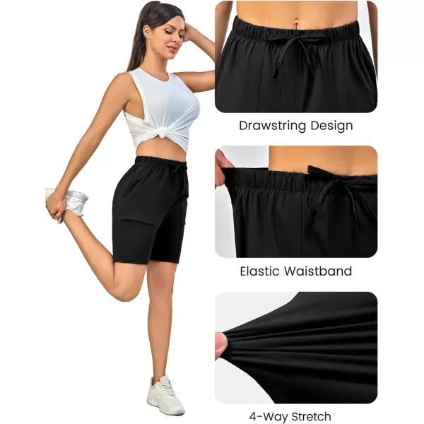 Little Donkey Andy Women's Quick Dry Cool Capri Pants Stretch Lightweight Drawstring Hiking Running Track Workout