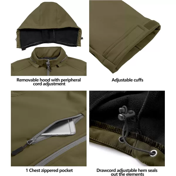 Little Donkey Andy Men’s Softshell Jacket with Removable Hood, Fleece Lined and Water Repellent